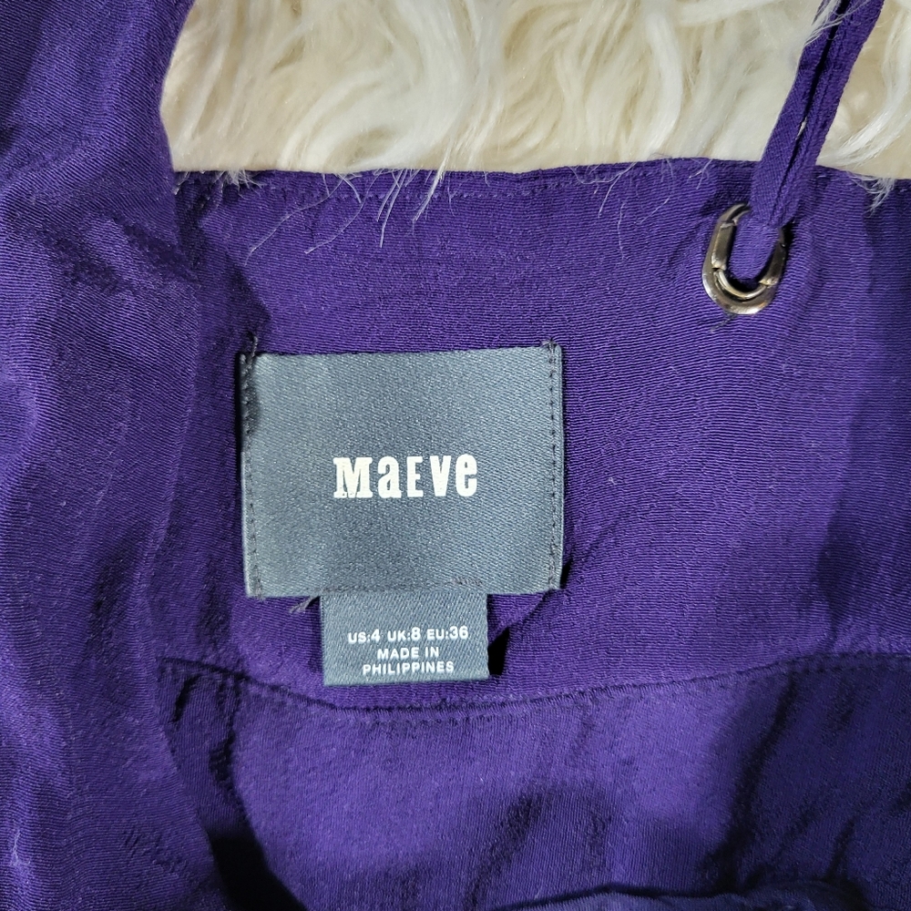 Maeve By Anthropologie Souxanne Womens Jumpsuit Apron Overalls Wide Leg 4 Purple - Picture 5 of 12